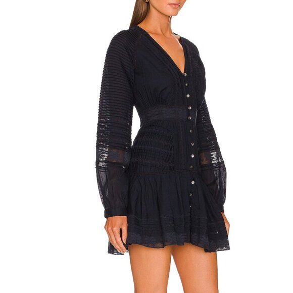 Veronica Beard Addilyn Dress Long Sleeve Button Down Cotton Navy Blue Size 12 - Picture 4 of 12